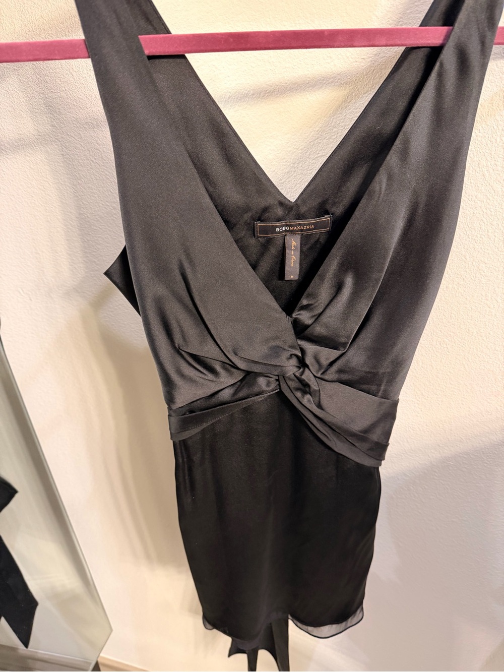 BCBGMaxAzria Black Twist-Knot V-Neck top